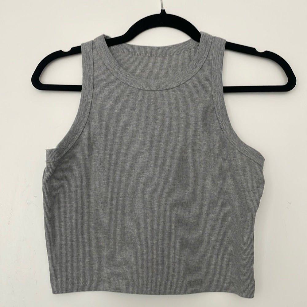 Grey Cropped Tank Top - M